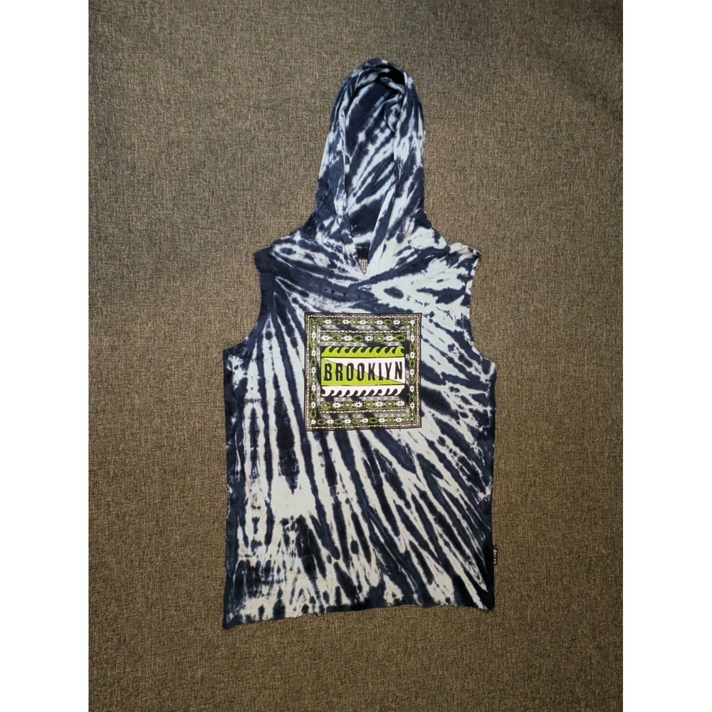 BROOKLYN CLOTH Women's Sleeveless Hooded Shirt Size Large Colorful Tie Dye Tee